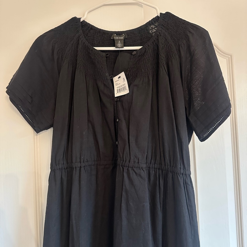 Pea in the Pod Black Maternity Linen Button-Down Dress - Picture 3 of 16